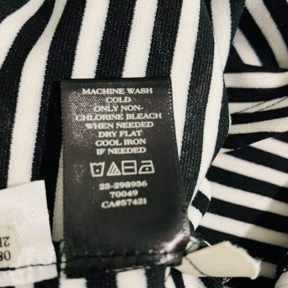 Striped Black & White Long-Sleeve Peplum Top By Ann Taylor Size Large - Picture 3 of 10